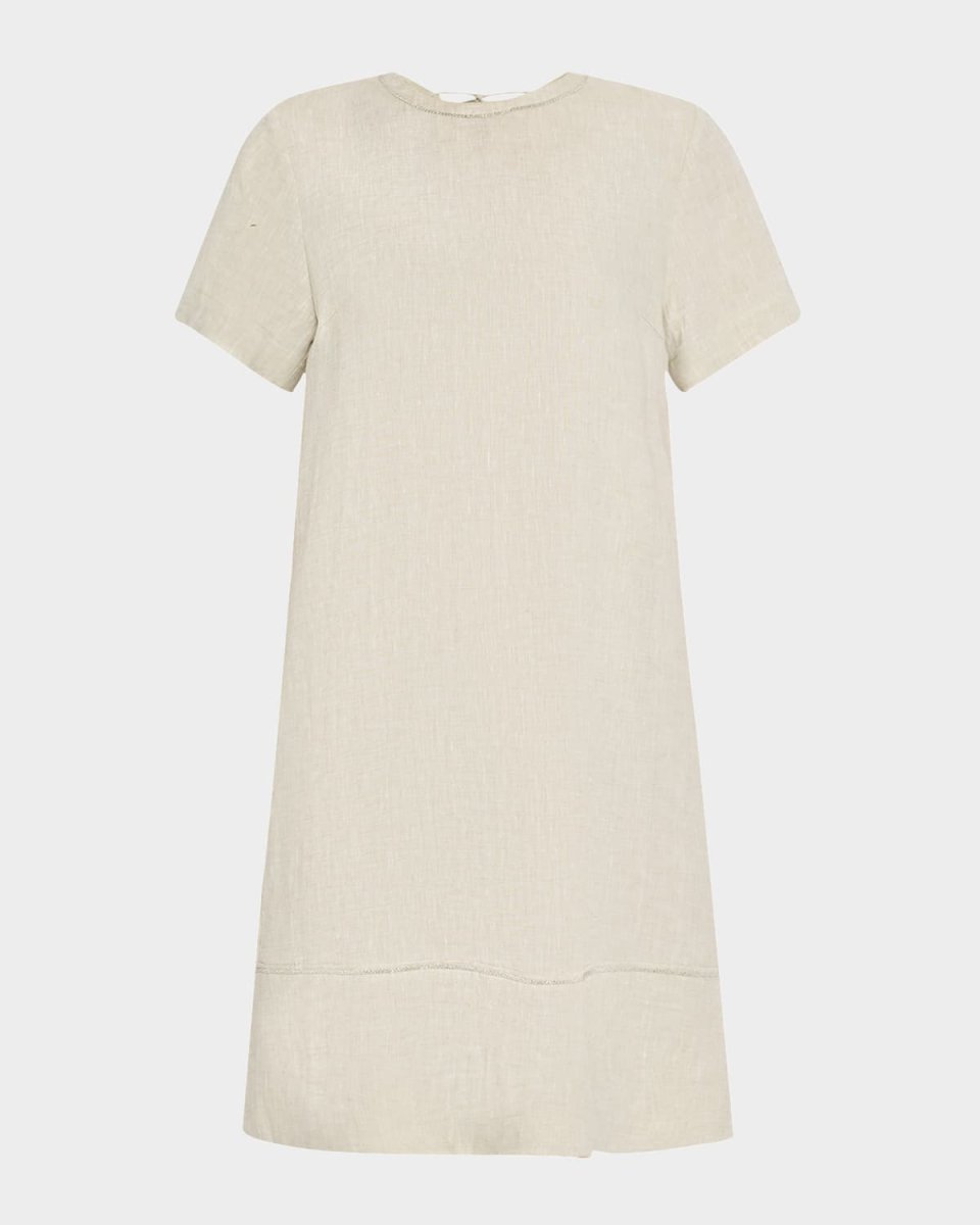 Cutout Linen Shift Dress